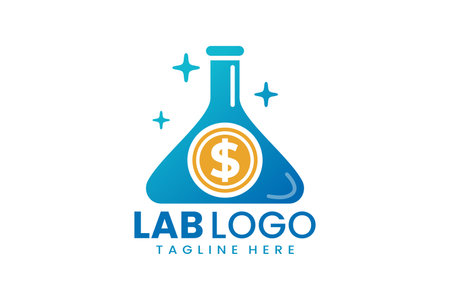 Flat modern simple money dollar laboratory logo template icon symbol vector design illustrationのイラスト素材