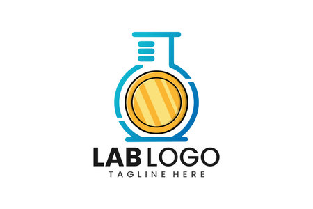 Flat modern simple gold laboratory logo template icon symbol vector design illustrationのイラスト素材