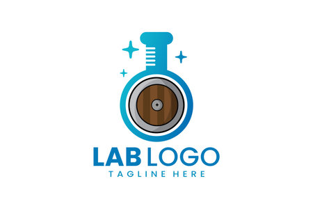 Flat modern simple shield laboratory logo template icon symbol vector design illustrationのイラスト素材