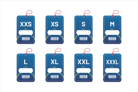 set clothing size labels size label tag Clothing neck label tag concept no border vector designのイラスト素材