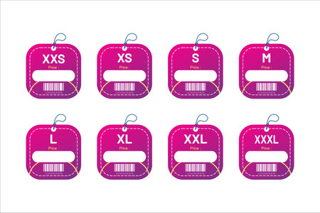 set clothing size labels size label tag Clothing neck label tag concept no border vector designのイラスト素材