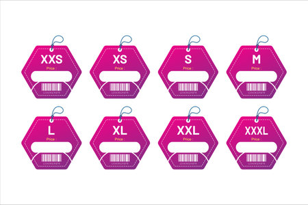 set clothing size labels size label tag Clothing neck label tag concept no border vector designのイラスト素材