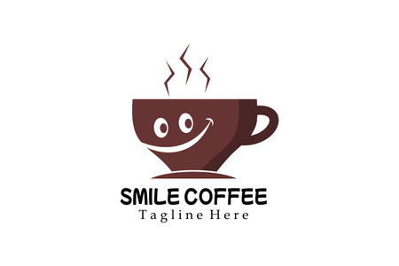 Modern Flat Unique coffee with smile logo templateのイラスト素材