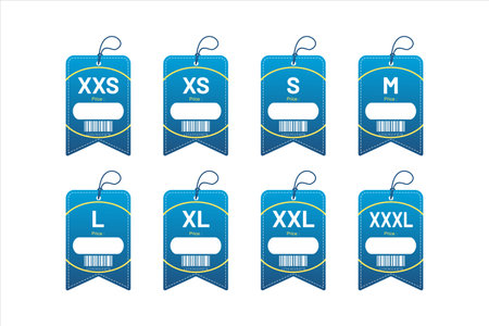 Set clothing size labels size label tag Clothing neck label tag concept no border vector designのイラスト素材