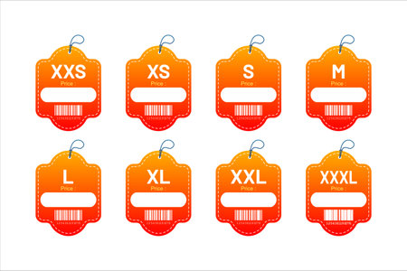 Set clothing size labels size label tag Clothing neck label tag concept no border vector designのイラスト素材