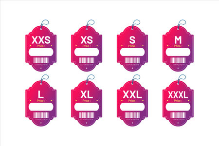Set clothing size labels size label tag Clothing neck label tag concept no border vector designのイラスト素材