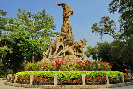 The Stone Statue of Five Rams is an iconic sculpture in Guangzhou and a legend about Yangchengのeditorial素材