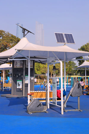Intelligent power generation fitness facility in Ersha Sports Park, Guangzhou, China