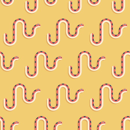 Vector seamless pattern with spotted red snakes in flat style.のイラスト素材