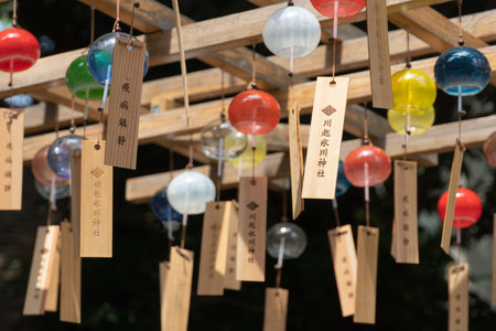 Wind chimes in the summer at Kawagoe Shrine, Saitama, Japan.のeditorial素材