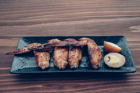Japanese style grilled chicken wings.の写真素材