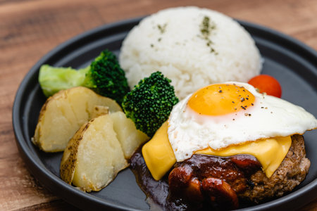 Demigrass Sauce Hamburger Plateの写真素材