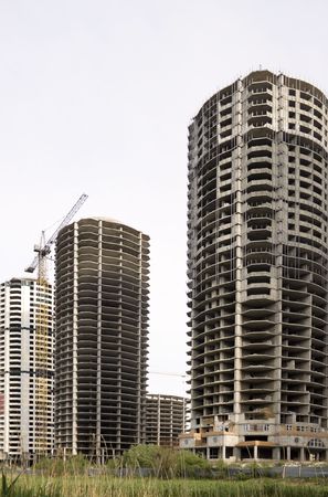 construction of modern high-rise buildingsの写真素材