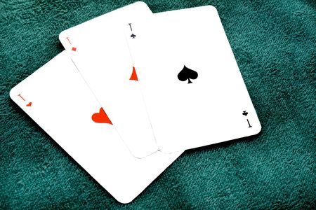 three aces in a game of cardsの写真素材