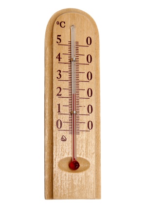 wooden thermometer isolated on white backgroundの写真素材