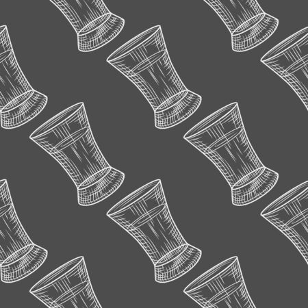 Tequila shot seamless pattern on blackboard. Full shot glass of alcohol backdrop.のイラスト素材