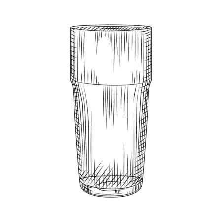 Hand drawn Collin glass . Highball isolated on white background. Cocktail glassware sketch . Engraving style. Vector illustrationのイラスト素材