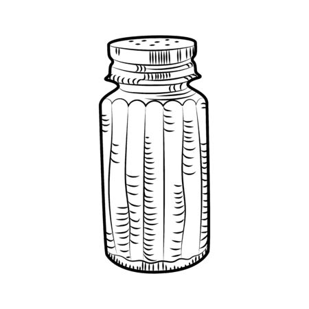 Salt shaker isolated on white background. ooking ingredient. Food seasoning vector illustrationのイラスト素材