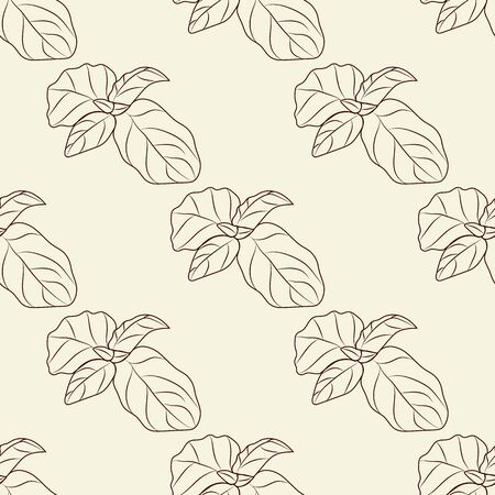 Basil sketch seamless pattern. Monochrome food ingredient wallpaper. Simple leaf background. Vintage hand drawn engraved style. Vector illustrationのイラスト素材