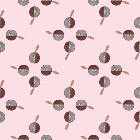 Simple doodle seamless pattern with apples elements. Doodle fruit shapes on light pink background. Stock illustration. Vector design for textile, fabric, giftwrap, wallpapers.のイラスト素材