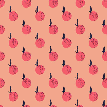 Decorative apple print seamless summer pattern. Vitamin abstract shapes. Healthy artwork in pink...