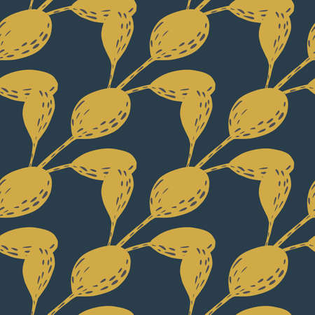 Autumn seamless doodle pattern with hand drawn yellow pale leaves elements. Navy blue pastel background. Stock illustration. Vector design for textile, fabric, giftwrap, wallpapers.のイラスト素材