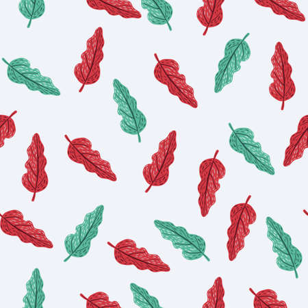 Random isolated seamless pattern with blue and red tree forest ornament. White background. Stock illustration. Vector design for textile, fabric, giftwrap, wallpapers.のイラスト素材