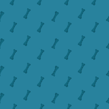Simple seamless pattern with doodle little dog bones ornament. Hand drawn print in blue colors....