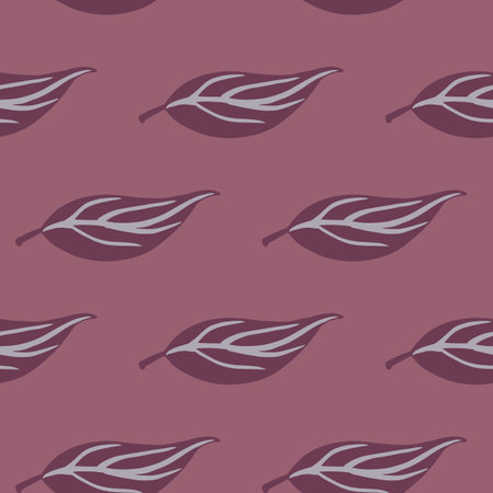 Petal seamless pattern with botanical outline leaves ornament. Purple pastel background. Flat vector print for textile, fabric, giftwrap, wallpapers. Endless illustration.のイラスト素材