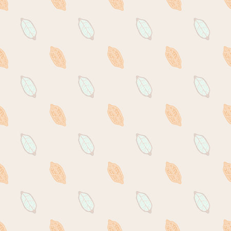 Pastel tones seamless pattern with pale pink lemon fruit silhouettes. Light background. Simple print. Vector illustration for seasonal textile prints, fabric, banners, backdrops and wallpapers.のイラスト素材