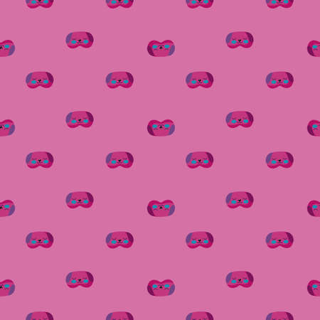 Dog head little pink color geometric seamless pattern on pink background. Children graphic design element for different purposes. Flat vector illustration.のイラスト素材
