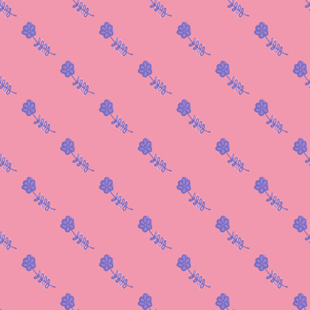 Abstract nature seamless pattern with blue colored little flowers ornament. Pink background. Stock illustration.のイラスト素材