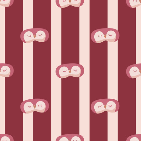 Penguin light brown color geometric seamless pattern on striped brown background. Children graphic design element for different purposes. Flat vector illustration.のイラスト素材
