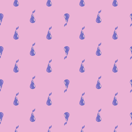 Little blue pear silhouette print seamless pattern. Pink background. Summer harvesr fruit artwork. Graphic design for wrapping paper and fabric textures. Vector Illustration.のイラスト素材