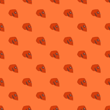 Red little skulls ornament seamless pattern. Vintage backdrop. Orange background. Stock illustration. Vector design for textile, fabric, giftwrap, wallpapers.のイラスト素材