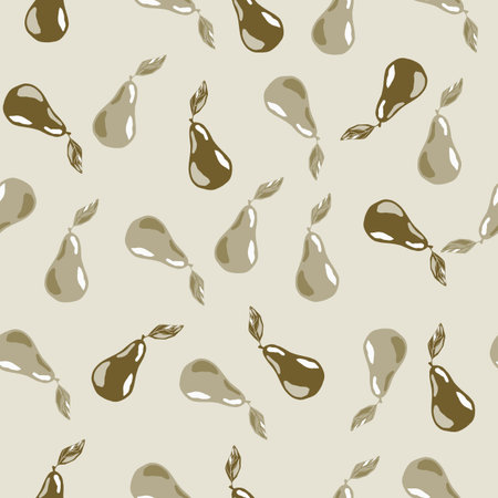 Vegie seamless doodle pattern with green and grey colores pear print. Pastel background. Graphic...