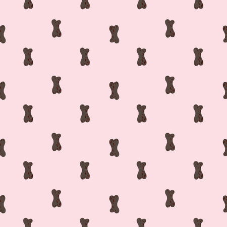Simple minimalistic seamless pattern with cartoon dark grey bones silhouettes. Pastel pink background. Stock illustration.のイラスト素材