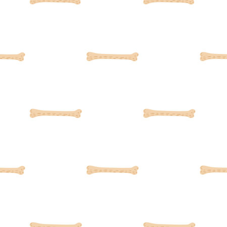 Spooky seamless pattern with beige bones simple silhouettes. Isolated print. White background. Stock illustration.のイラスト素材