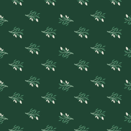 Little botanic seamless pattern with doodle lemon branches ornament. Green turquoise background. Fruit print.  Endless illustration.のイラスト素材