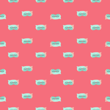 Owl blue color geometric seamless pattern on pink background. Children graphic design element for different purposes. Flat vector illustration.のイラスト素材