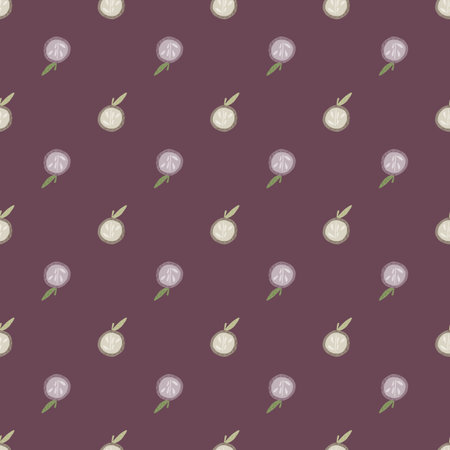 Little cartoon apples print seamless pattern. Fruit food backdrop with pale purple background. Stock illustration.のイラスト素材