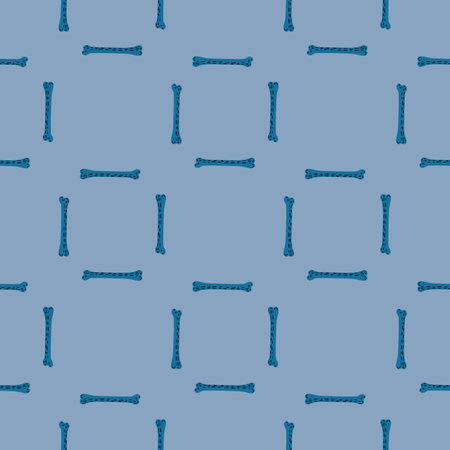 Hand drawn abstract seamless scary pattern with bones simple ornament. Blue palette artwork.のイラスト素材