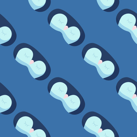 Penguin dark blue color geometric seamless pattern on blue background. Children graphic design element for different purposes. Flat vector illustration.のイラスト素材