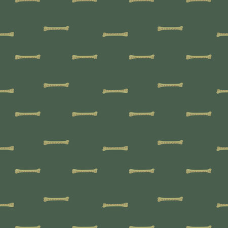 Doodle seamless pattern with cartoon simple bones silhouettes. Dark green background. Stock illustration.のイラスト素材