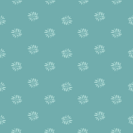 White botanic leaves seamless pattern in hand drawn stylistic. Blue pastel background. Simple design. Stock illustration. Vector design for textile, fabric, giftwrap, wallpapers.のイラスト素材