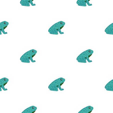Isolated cartoon doodle pattern with funny blue frog silhouettes. White background. Simple design. Stock illustration. Vector design for textile, fabric, giftwrap, wallpapers.のイラスト素材