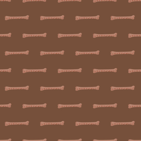 Horror simple seamless pattern with pale pink bones little elements. Brown background. Halloween print. Vector illustration for seasonal textile prints, fabric, banners, backdrops and wallpapers.のイラスト素材