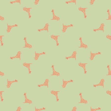 Geometric animal seamless pattern with doodle giragge silhouettes. Pastel background. Kids style. Vector illustration for seasonal textile prints, fabric, banners, backdrops and wallpapers.のイラスト素材