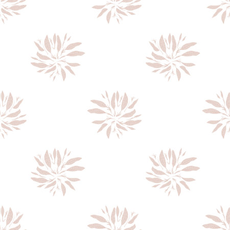 Seamless isolated pattern with scrapbook botanic leaves shapes. White background. Foliage doodle print. Graphic design for wrapping paper and fabric textures. Vector Illustration.のイラスト素材