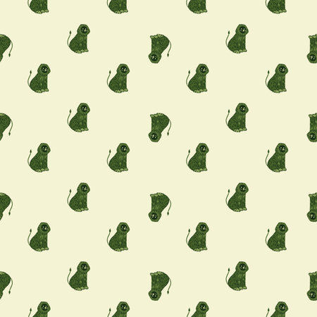 Abstract funny seamless kids pattern with green lion silhouettes. Light pastel background. Vector Illustration.のイラスト素材
